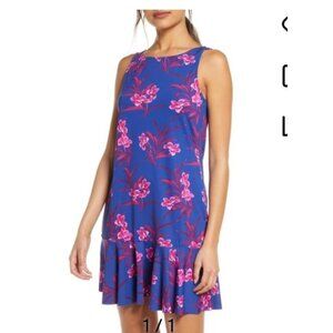 Tommy Bahama Mini Dress Blue Floral Oasis Blossoms Spa Cover-Up Dress Bloomcore